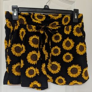 Rue21 Black Shorts with Bold Sunflower Print and Tie Front